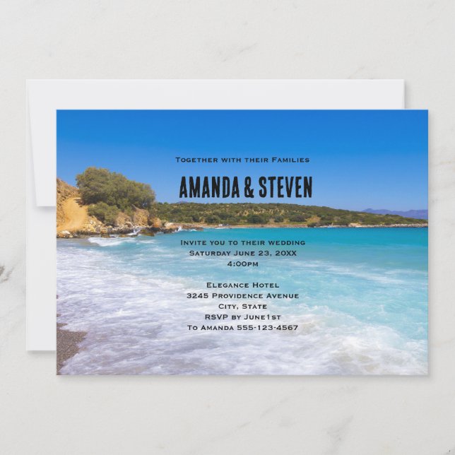Invitación Boda del Paraíso de las Islas Tropicales de Playa  (Anverso)
