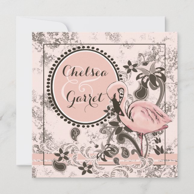 Invitación Boda del paraíso del flamenco (Anverso)