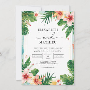 Invitación Boda del Paraíso del Marco Floral Tropical