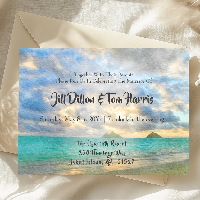 Invitación Boda del Paraíso Turquesa Tropical (Subido por el creador)