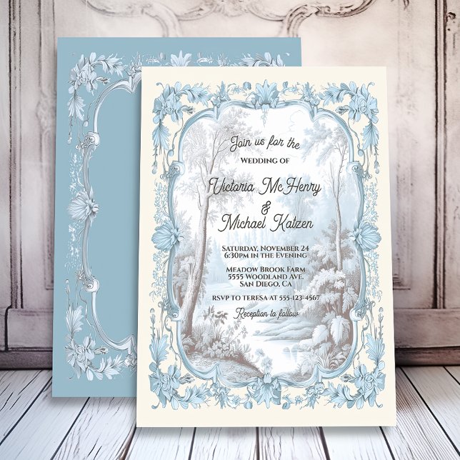 Invitación Boda del parque acuático Toile Floral River Park (Subido por el creador)