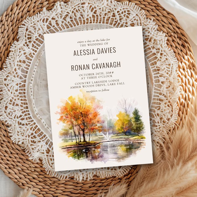Invitación Boda del parque de campo acuático Fall Lake (Fall Lake Wedding Invitation by Darling & May - buy digital download or order professional prints.)