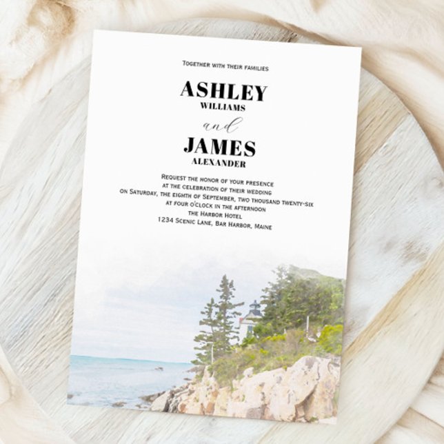 Invitación Boda del parque nacional Maine Lighthouse Acadia (Subido por el creador)