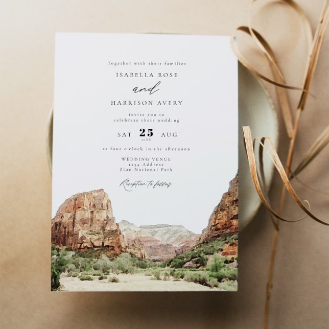 Invitación Boda del Parque Nacional Watercolor Zion (Subido por el creador)