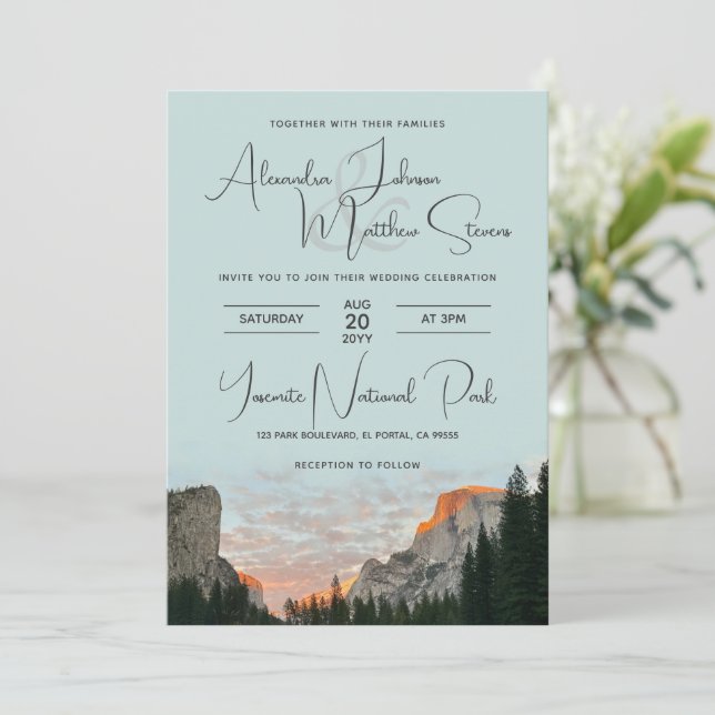 Invitación Boda del Parque Nacional Yosemite (Anverso de pie)