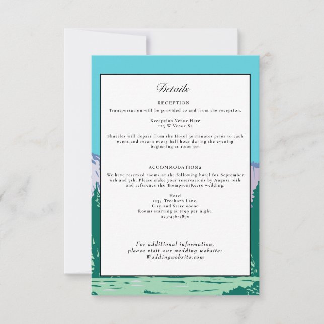Invitación Boda del Parque Nacional Yosemite Detalles Retro (Anverso)