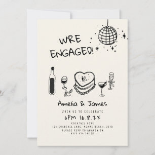 Invitación Boda del partido de compromiso de mano trazada