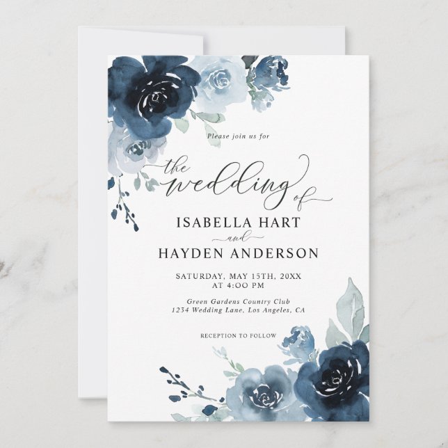Invitación Boda del Pastel Floral de pizarra negra de la mari (Anverso)