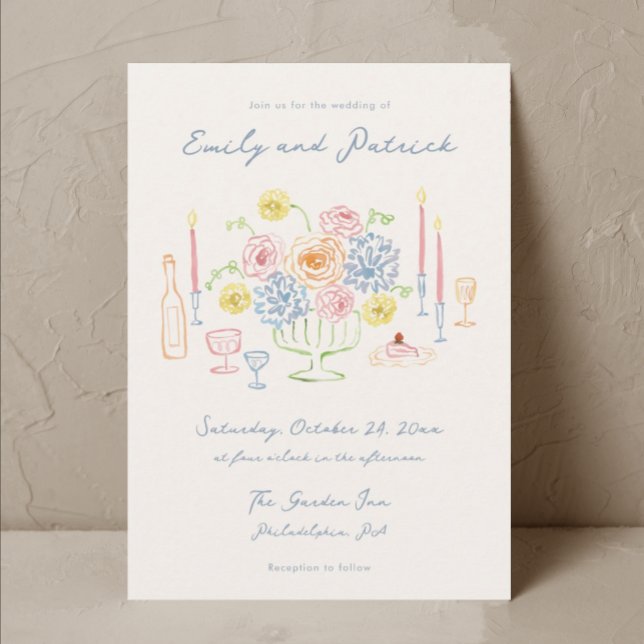 Invitación Boda del Pastel Francés de la Mano dibujado por la (Subido por el creador)