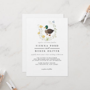 Invitación Boda del pato de la flor silvestre Mallard