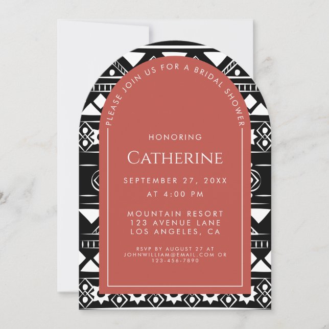 Invitación Boda del patrón Boho Arch Coral Bridal Shower (Anverso)