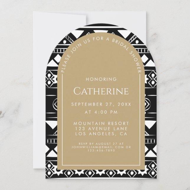 Invitación Boda del patrón Boho Arch Gold Bridal Shower (Anverso)