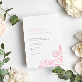 Invitación Boda del patrón de encaje rosa rosa floral vintage