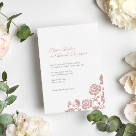 Invitación Boda del patrón de encaje rosa rosado de Dusty Vin