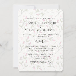 Invitación Boda del patrón de flores silvestres rosas y verde