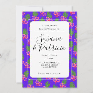 Invitación Boda del patrón de hibiscus rosado
