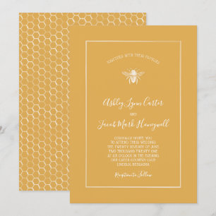 Invitación Boda del patrón de Honeycomb dorado