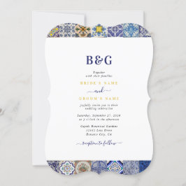 Invitación Boda del patrón de mosaicos portugués mediterráneo