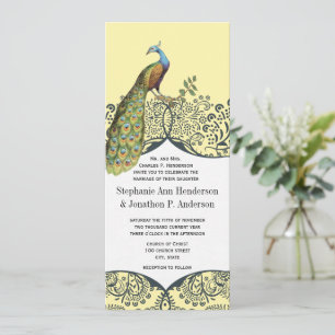 Invitación Boda del patrón de pájaro de amor para pavo real y