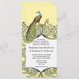 Invitación Boda del patrón de pájaro de amor para pavo real y