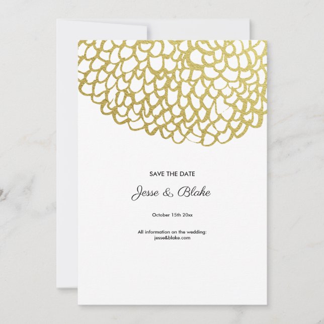 Invitación Boda del patrón de Petal dibujado a mano con oro (Anverso)