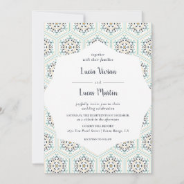 Invitación Boda del patrón de textura de mosaico de color clá