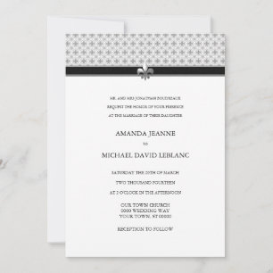 Invitación Boda del patrón Flor gris blanco negro de Lis