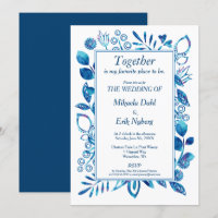 Boda del patrón floral azul escandinavo