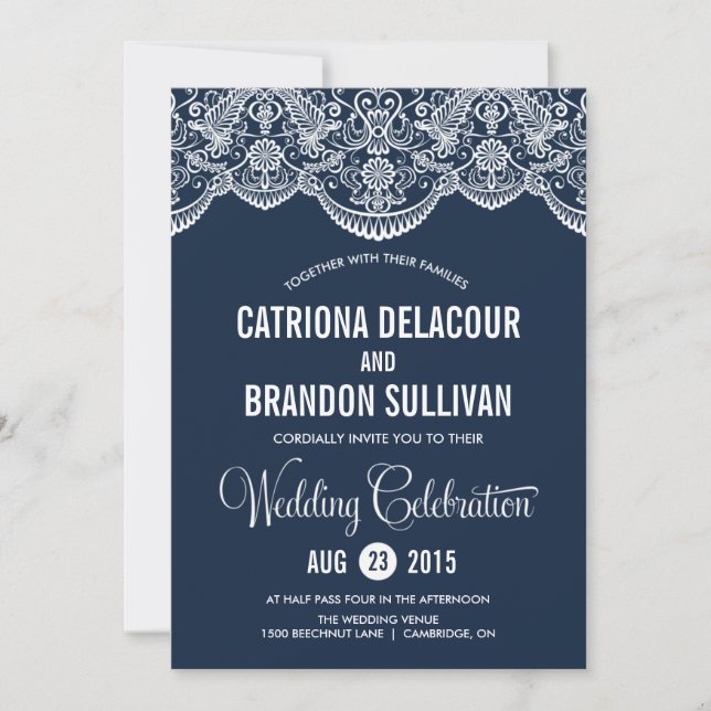 Invitación Boda del patrón II del patrón de encaje marroquí a (Anverso)