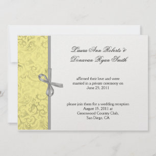 Invitación Boda del Post de Damasco Blanco Gris Amarillo
