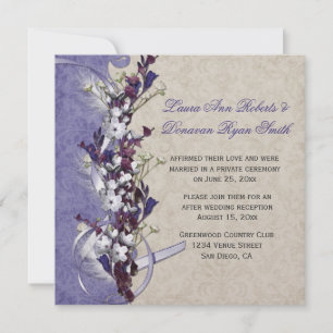 Invitación Boda del Post Floral de marfil morado de lavanda v