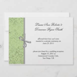 Invitación Boda del Post Lime Green Gray White Damask