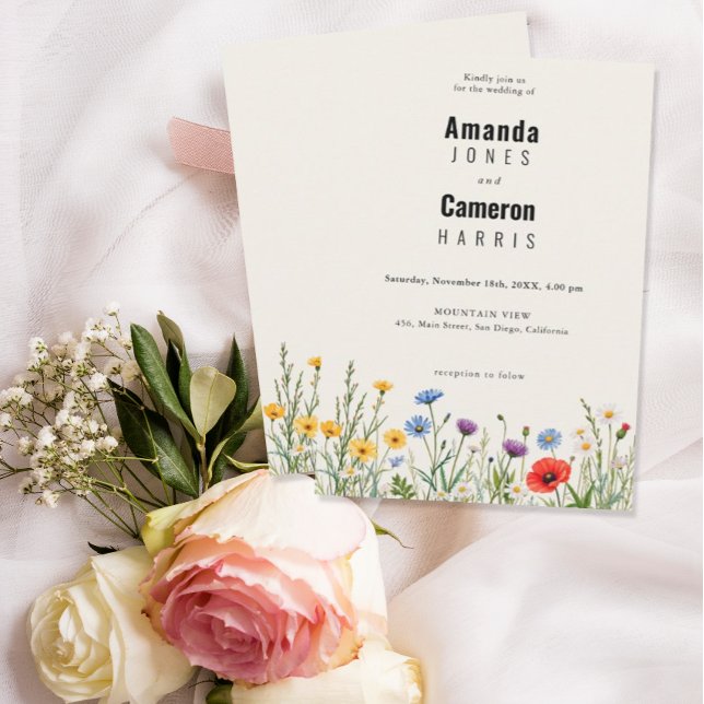 Invitación Boda del prado de flor salvaje de primavera (Subido por el creador)