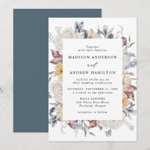 Invitación Boda del prado de flores silvestres de color azul 