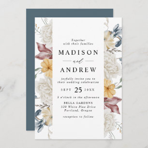 Invitación Boda del prado de flores silvestres de color azul 