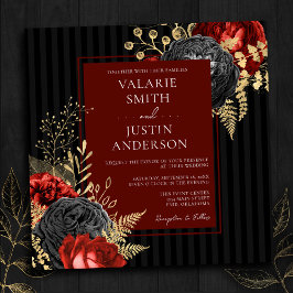 Invitación Boda del presupuesto floral gótico rojo y negro