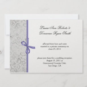 Invitación Boda del puesto de Damasco Blanco Gris Lavender