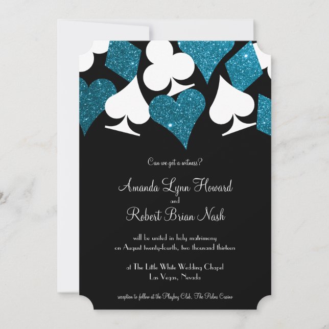 Invitación Boda del Purpurina azul de Las Vegas Destiny Malib (Anverso)