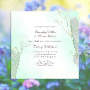 Invitación Boda del Purpurina botánico verde de la menta radi