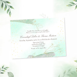 Invitación Boda del Purpurina de follaje verde de la menta ra