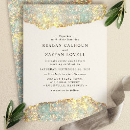 Invitación Boda del Purpurina de Glam Moderno Holographic Spa
