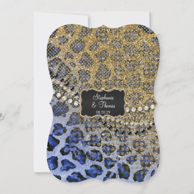 Invitación Boda del Purpurina de impresión de animales del Le (Anverso)