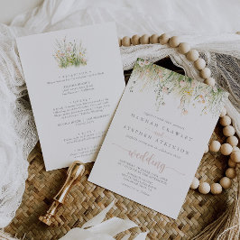 Invitación Boda del reverso y el frente de las flores silvest