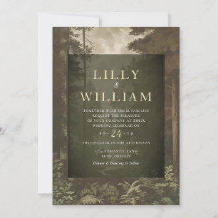 Invitación Boda del río Woodland Dark Forest Moody River