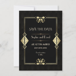 Invitación Boda del Royal Gold Fleur-de-lis Art Deco 20