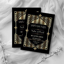 Invitación Boda del Royal Gold Fleur-de-lis Great Gatsby