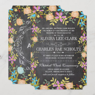 Invitación Boda del Rustic Floral Garland Chalkboard