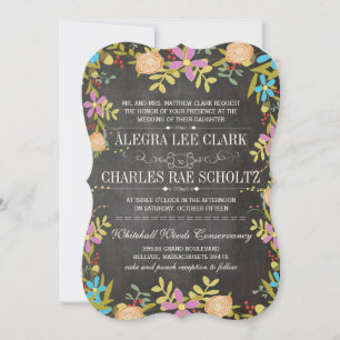 Invitación Boda del Rustic Floral Garland Chalkboard