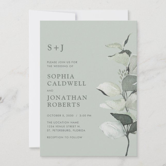 Invitación Boda del sabio botánico de Eucalyptus All in One (Anverso)