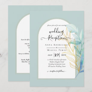 Invitación BODA del sabio de la hoja de oro de vidrio marino